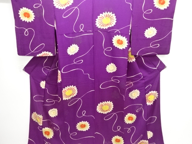 アンティーク　錦紗花模様漆着物